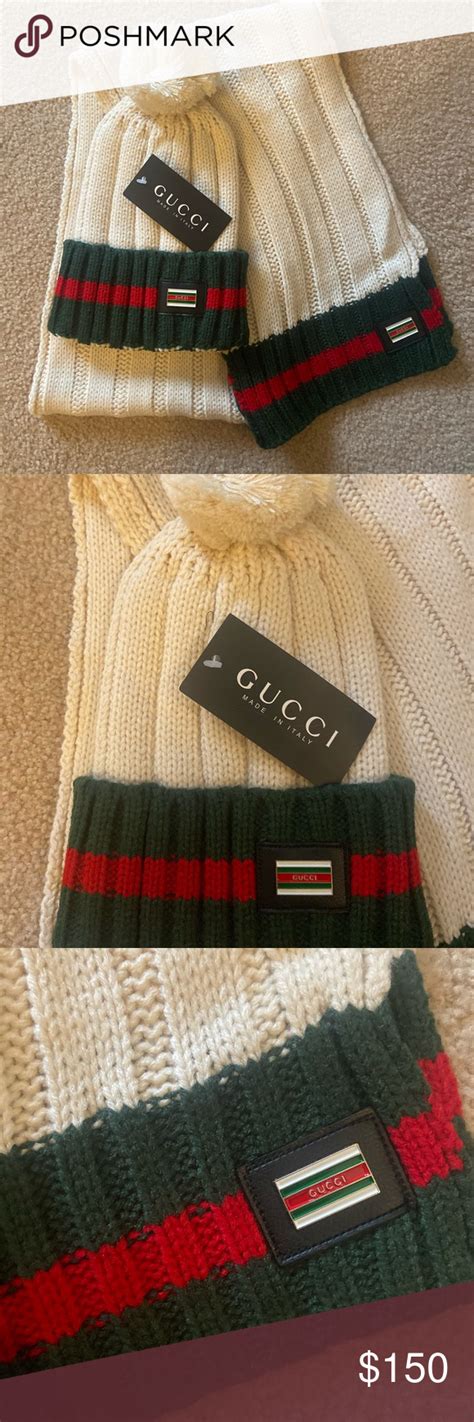 gucci hat and scarf set uk|Gucci scarf with fur trim.